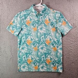 Southern Tide Polo Shirt Boys Youth XL 14 Palm Short Sleeve Green White Stretch